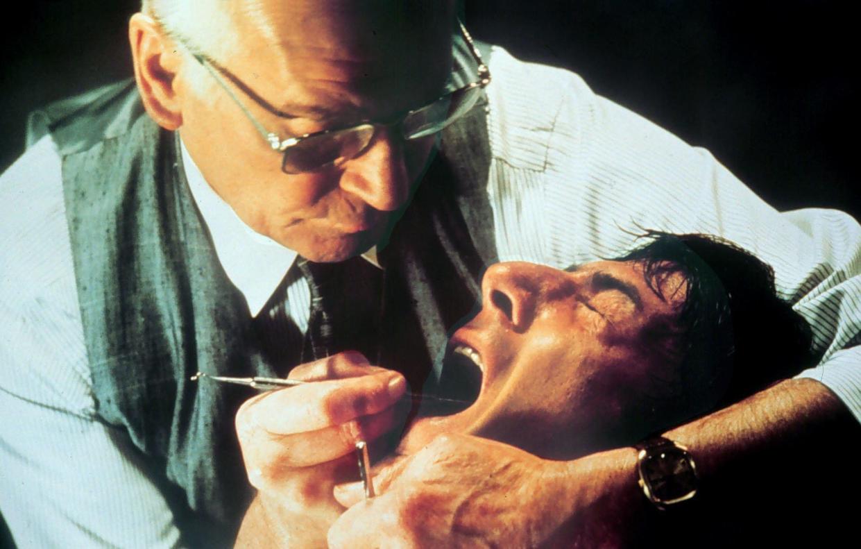 Laurence Olivier and Dustin Hoffman in Marathon Man, 1976