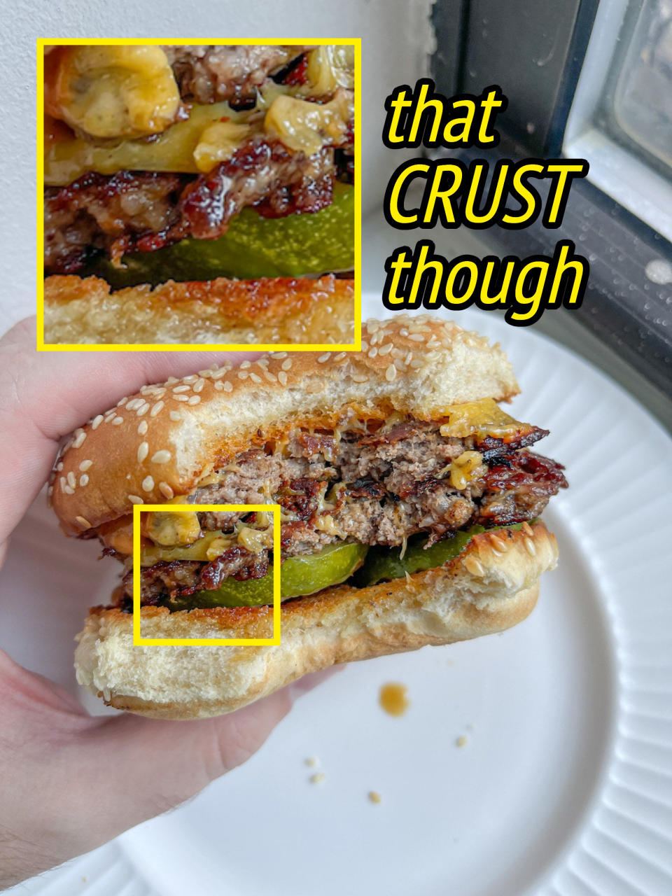 crust is really crispy on the burger