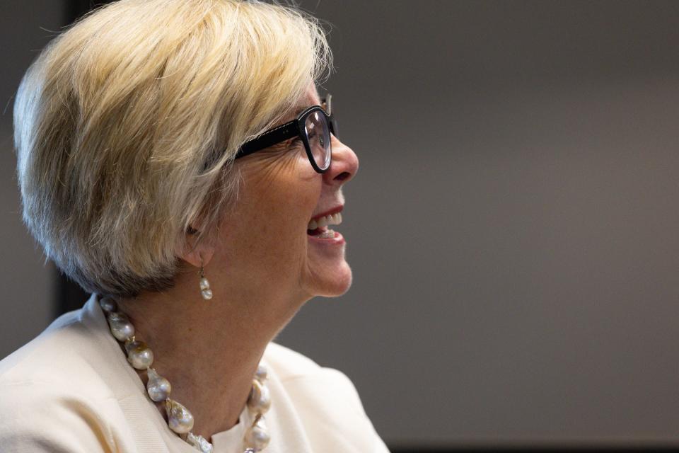 Becky Edwards speaks during an interview at the Triad Center in Salt Lake City on Monday, Dec. 4, 2023. | Megan Nielsen, Deseret News