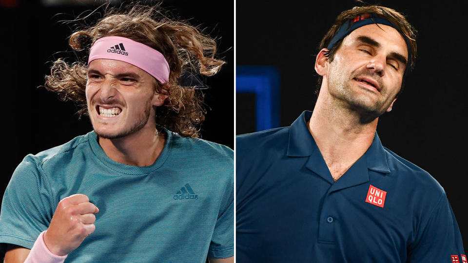 Stefanos Tsitsipas has ended Roger Federer’s dream of a hat-trick at the Australian Open. Pic: Getty