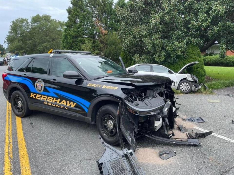 A Kershaw County Sheriff’s Office patrol vehicle was involved in a crash during a high-speed chase.