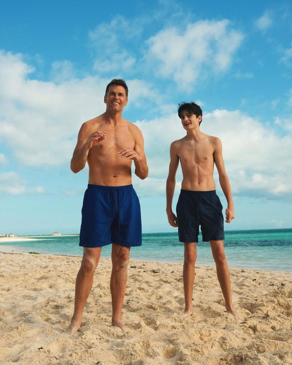 Tom Brady and his oldest son Jack on vacation together. (@tombrady via Instagram)