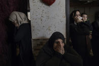 <p>Relatives of Islam Herzallah mourn his death at his home in Gaza City on April 14, 2018. The 28-years-old man had been killed by an Israeli sniper during the Friday protest along the Gaza Strip’s border with Israel. (Photo: Fabio Bucciarelli for Yahoo News) </p>