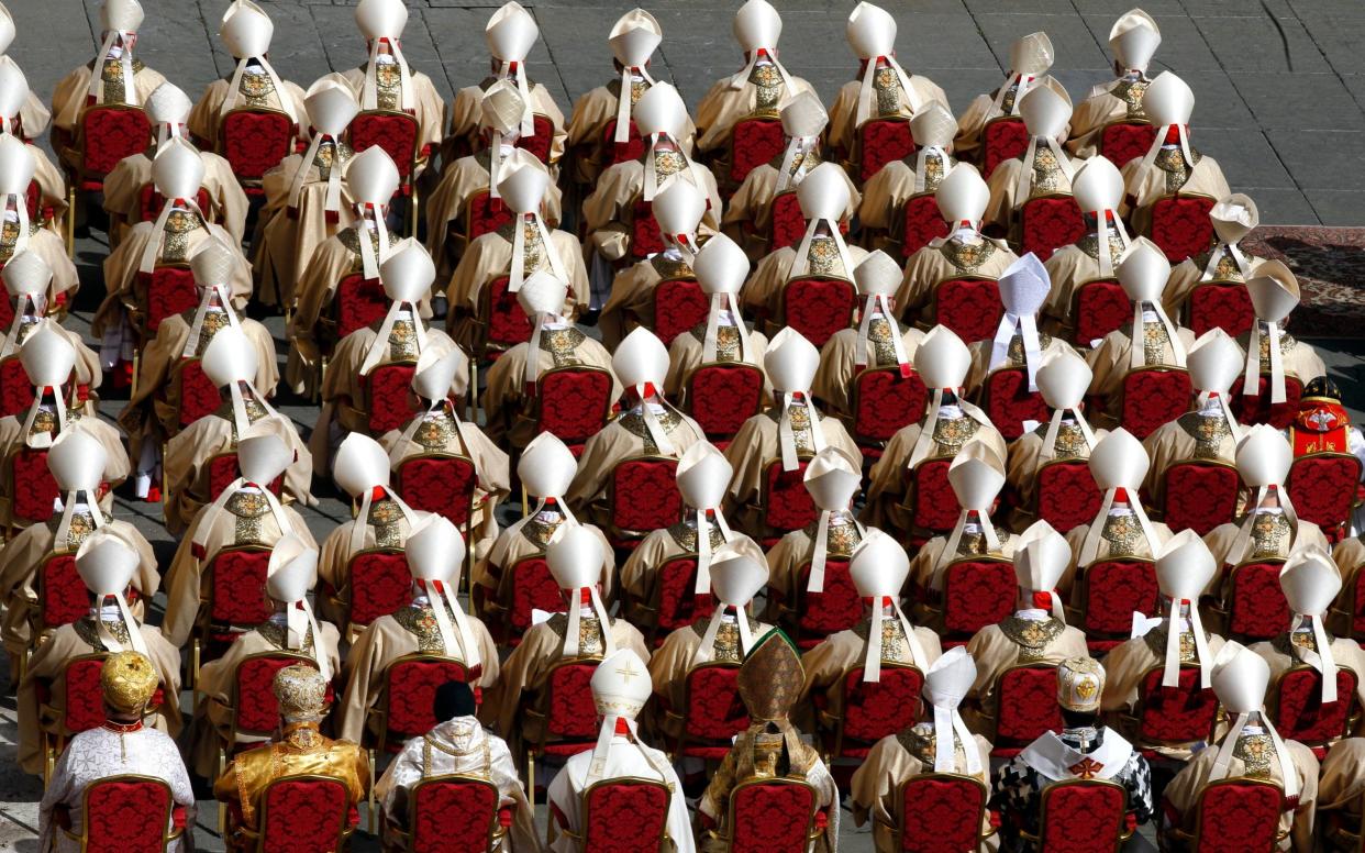 Cardinals at Pope Francis' inaugural mass in 2013 - AP