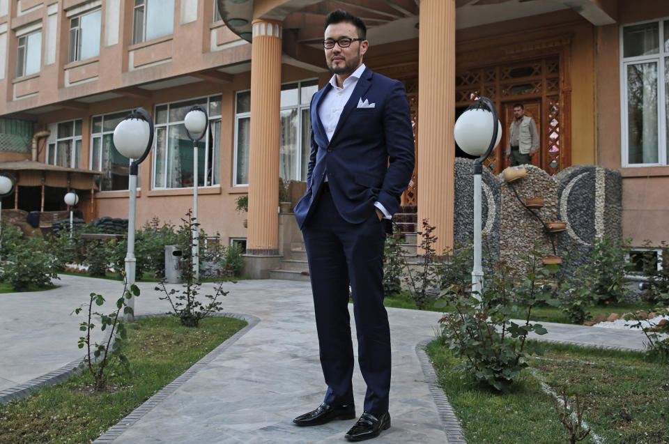 Afghan businessman Fahim Hashimy poses for a portrait at a hotel in Kabul, Afghanistan, Thursday, May 1, 2014. The Afghanistan Olympic Committee has elected entrepreneur Hashimy as president in a move it describes as its first step as a democratic, independent body. (AP Photo/Massoud Hossaini)