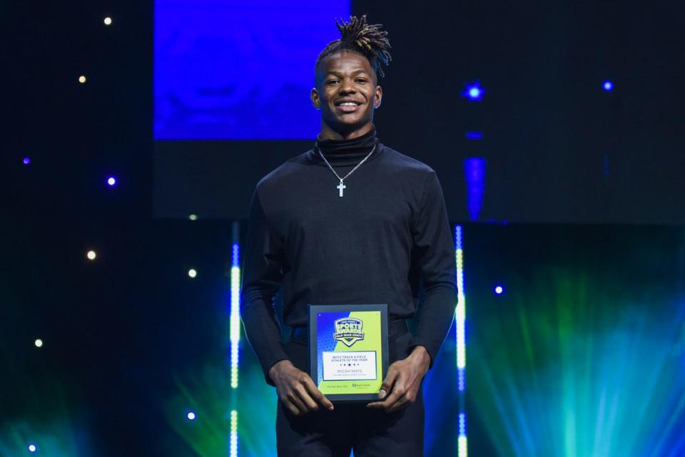 The 2022 Boys Track and Field Player of the Year, Micah Mays of the Benjamin School, poses for a picture June 1 during the Palm Beach Post High School Sports Awards ceremony at the Kravis Center in West Palm Beach.