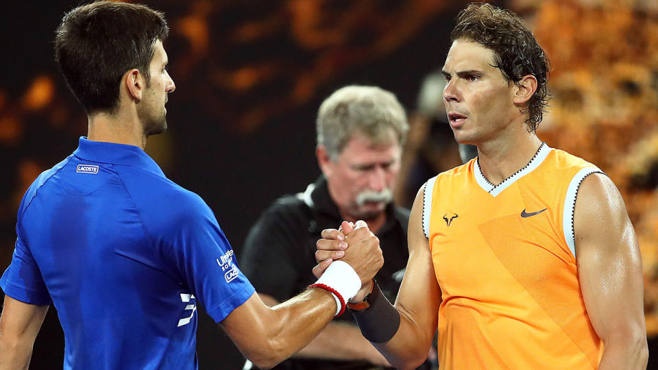 Novak Djokovic and Rafael Nadal. (Photo by Julian Finney/Getty Images)