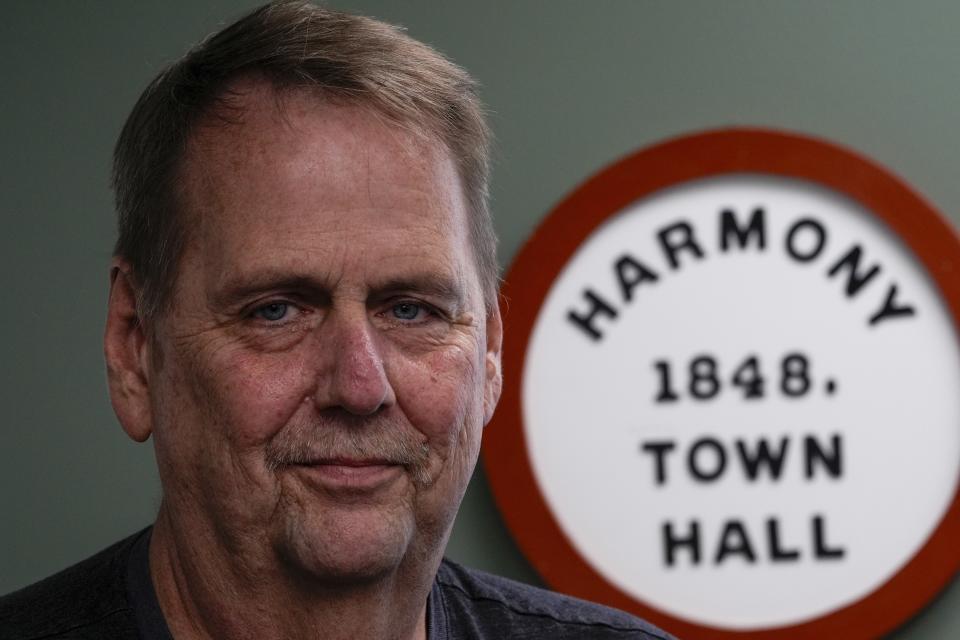 Town clerk Tim Tollefson talks about the upcoming presidential election Monday, June 3, 2024, in Harmony, Wis. (AP Photo/Morry Gash)