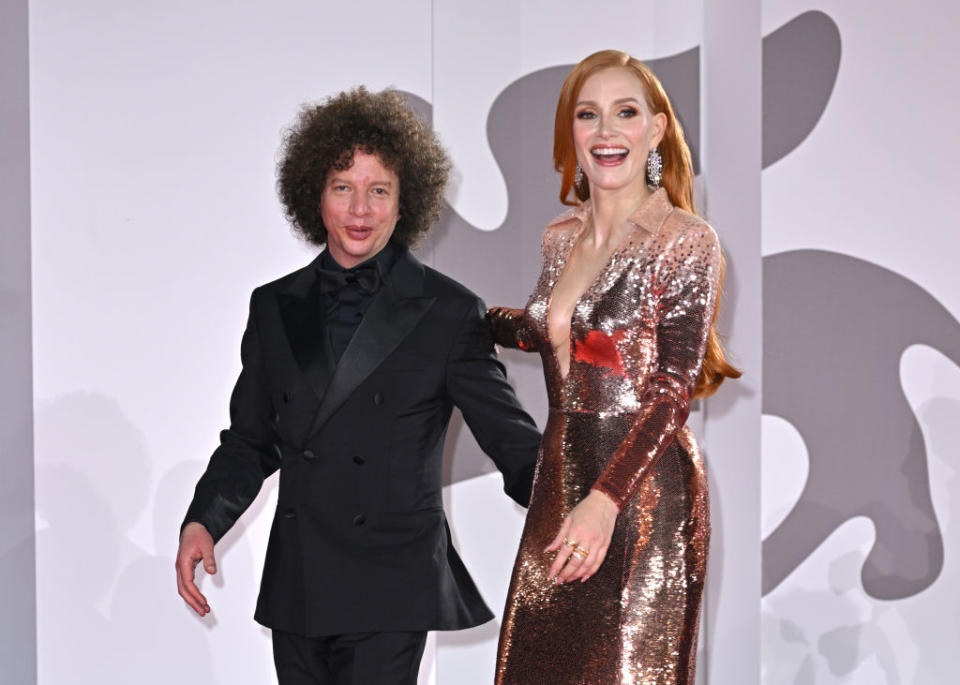 VENICE, ITALY - SEPTEMBER 08: Michel Franco and Jessica Chastain attend a red carpet for the movie "Memory" at the 80th Venice International Film Festival on September 08, 2023 in Venice, Italy. (Photo by Kristy Sparow/FilmMagic)