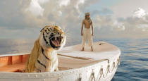 "Life of Pi" — Ang Lee's visually spectacular 3D castaway tale is based on Canadian author Yann Martel's 2001 novel of the same name. The film (due out Nov. 23) stars newcomer Suraj Sharma as Pi, a teenager whose ship (carrying a zoo full of animals) sinks en route from India to Canada. As if things couldn't get worse for Pi, he and a fully grown Bengal tiger are the only survivors of the wreck, and the two spend months adrift at sea in an uneasy standoff. The film is narrated by Bollywood star Irrfan Khan, who plays an adult version of Pi.