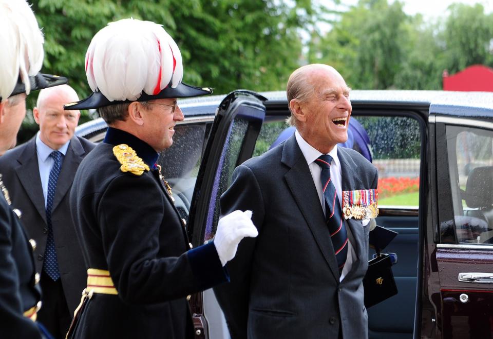 <p>The Duke of Edinburgh leaves after attending a Drumhead Service of Remembrance led by the Bishop of London at Royal Hospital Chelsea, London. (Photo credit: Stuart C. Wilson | PA Archive/PA Images) </p>