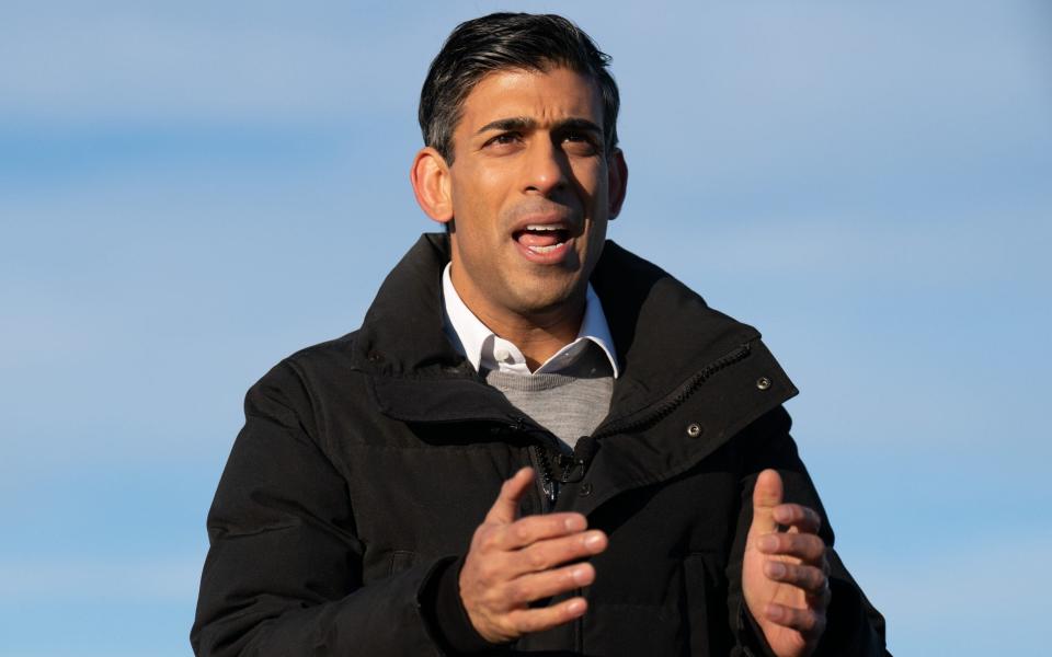 Rishi Sunak speaking on a trip to RAF Coningsby - Joe Giddens/PA Wire