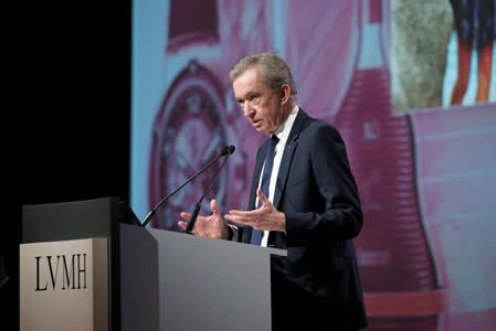 Bernard Arnault, Chief Executive Officer of LVMH Moet Hennessy Louis Vuitton SE, attends the company's shareholders meeting in Paris