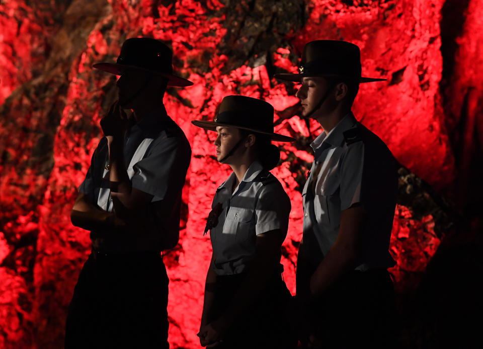 General view during the Anzac Day dawn service at Elephant Rock, Currumbin Beach on the Gold Coast on Thursday. Source: AAP