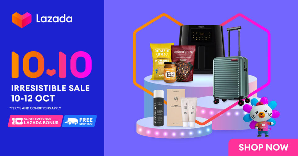 A poster of Lazada Singapore&#39;s 10.10 sale.