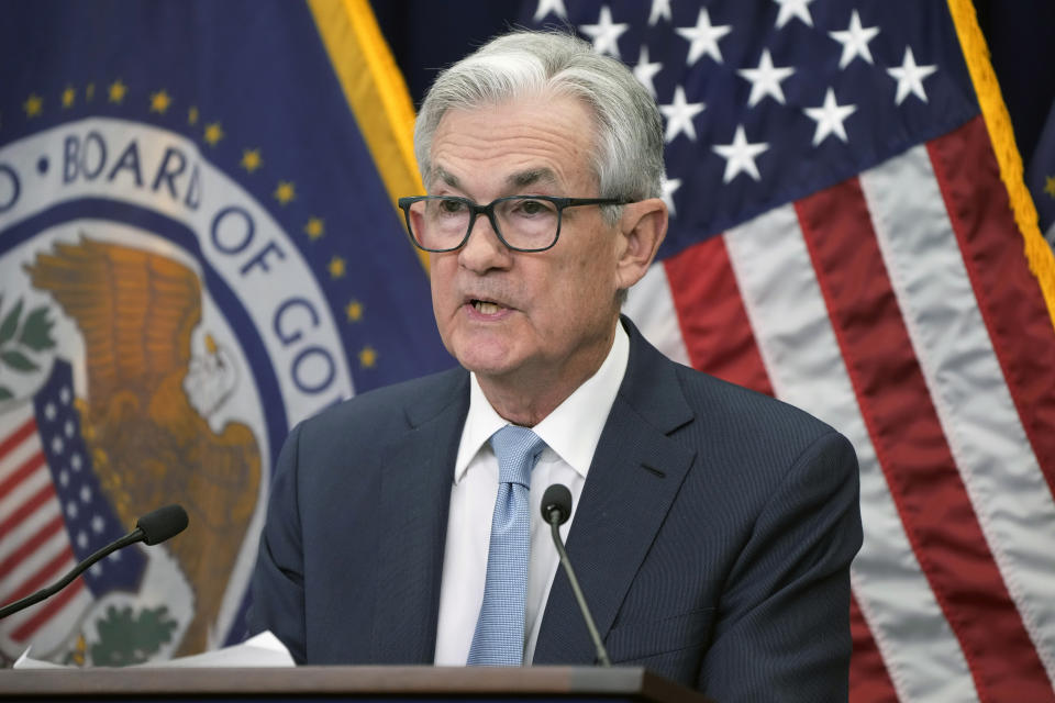 Federal Reserve Chair Jerome Powell speaks during a news conference Wednesday, Dec. 14, 2022, at the Federal Reserve Board Building, in Washington. (AP Photo/Jacquelyn Martin)