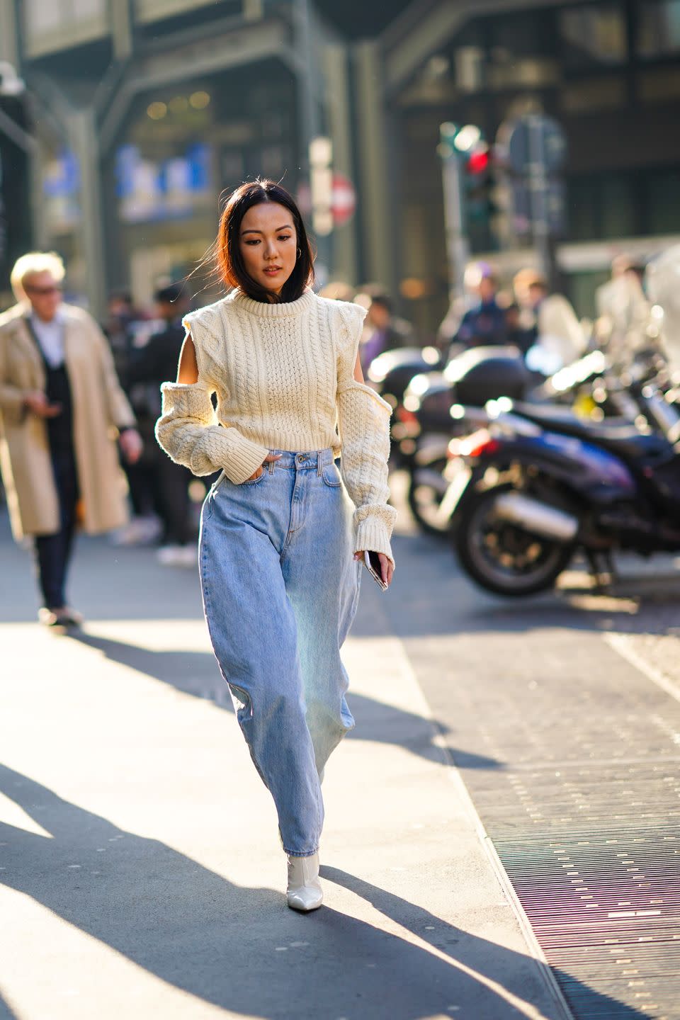 <p>If the occasion calls for a more casual ensemble, dress up your favorite pair of denim with a chic sweater and heels. Luxe accessories will make the look V-day appropriate.</p>