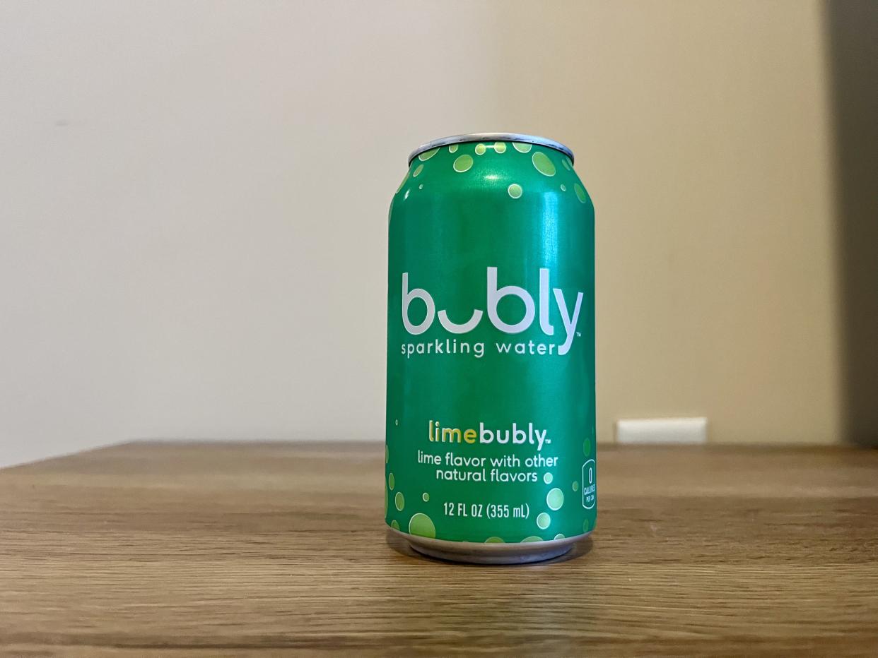 a can of lime bubly sparkling water