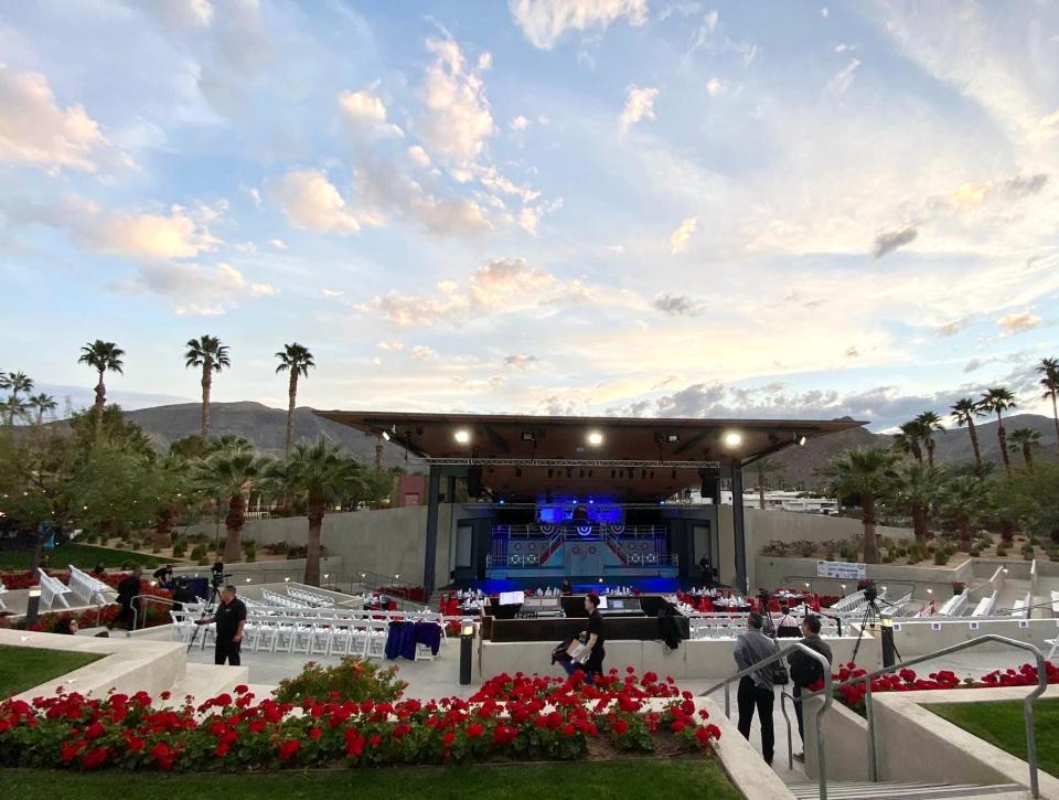 The Rancho Mirage Amphitheater, home of Desert Theatricals, is located at 71-560 San Jacinto Drive in Rancho Mirage.