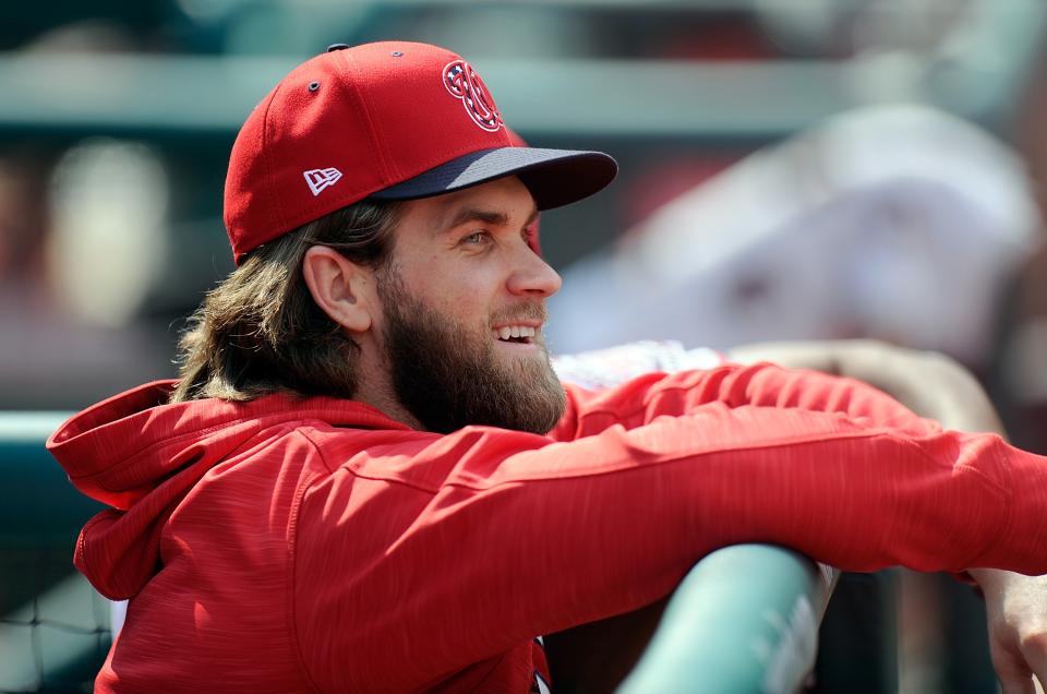 Bryce Harper is working his way back from a knee injury. (Photo by Greg Fiume/Getty Images)