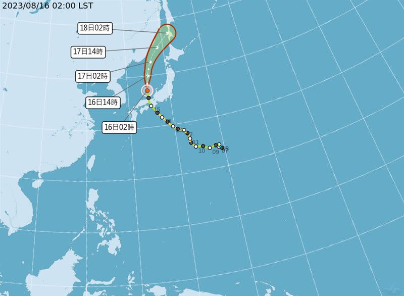 蘭恩最新路徑。（圖／中央氣象局）