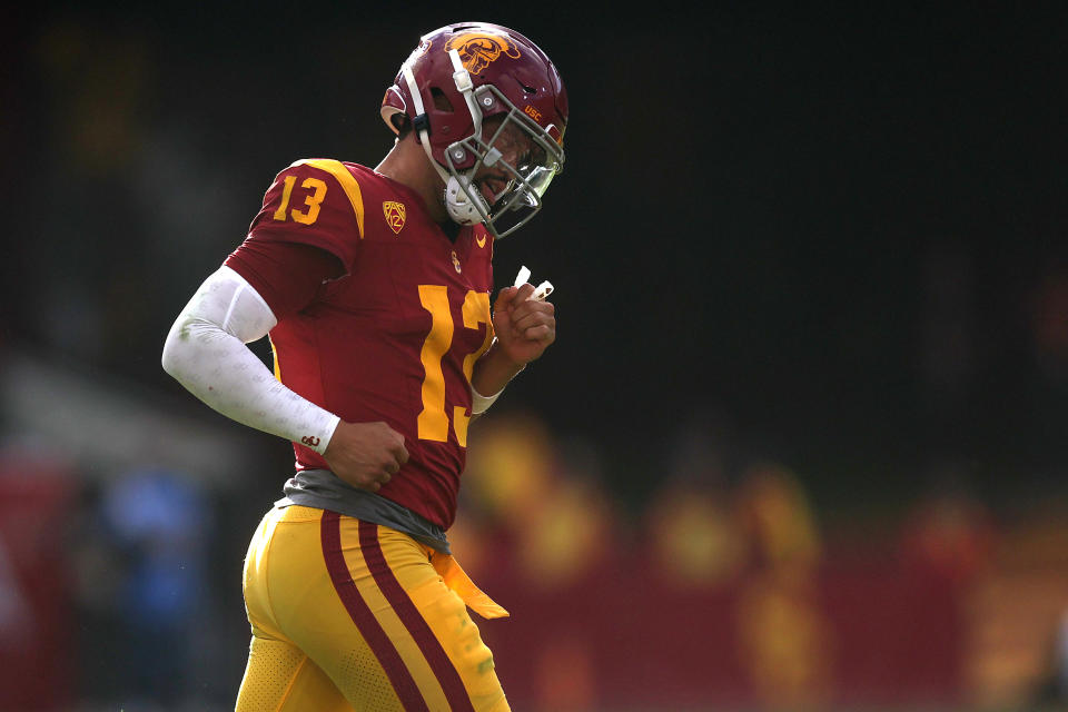 Caleb Williams (pictured) and Drake Maye will make whoever picks them very happy this upcoming NFL Draft. (Photo by Sean M. Haffey/Getty Images)