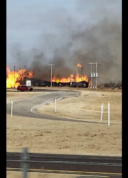 Multiple agencies responded to a report of a train on fire Saturday near Oklaunion.