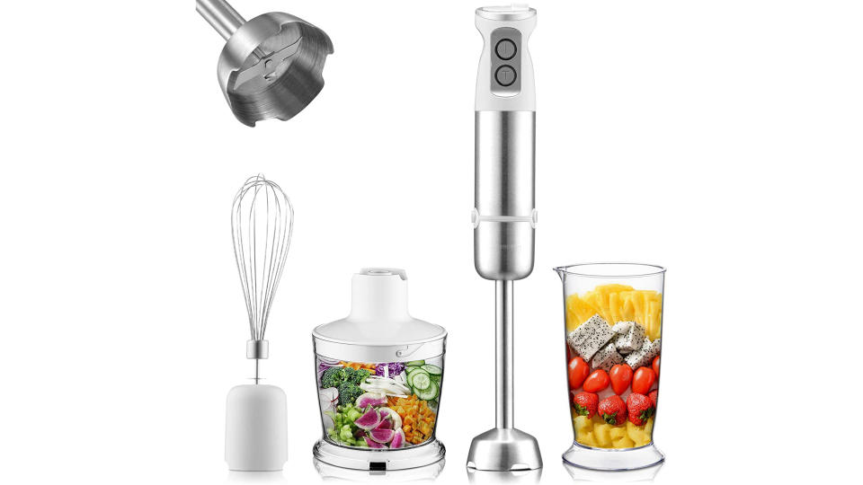 Inkbird Hand Blender 4-in-1 Stainless Steel Stem with Chopper and Whisk. (Photo: Amazon SG)