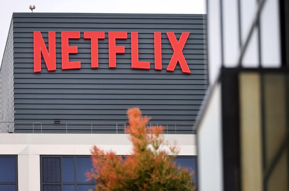 The Netflix logo is displayed at Netflix offices on January 24, 2024 in Los Angeles, California.