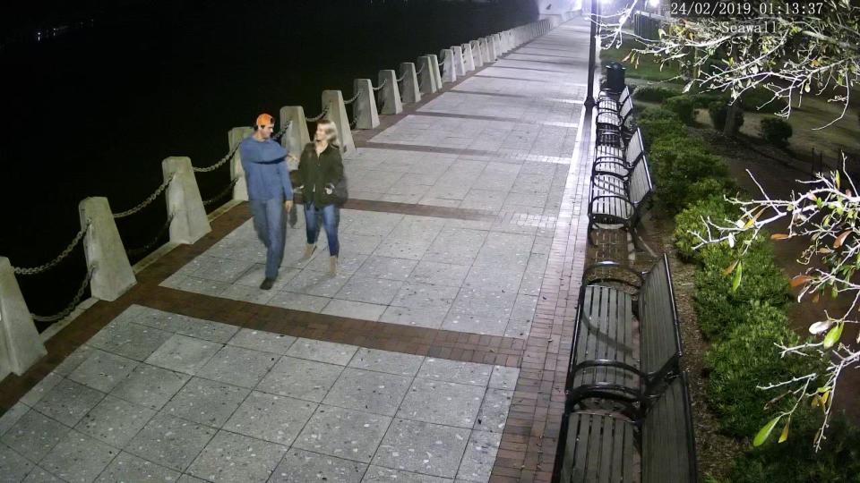 As Anthony Cook and Mallory Beach made their way back to the boat, surveillance cameras captured one of the last images of Mallory alive. / Credit: South Carolina Division of Natural Resources