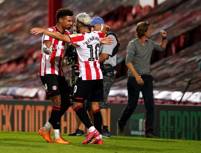 Brentford’s 'BMW' strike force of Said Benrahma, Bryan Mbeumo and Ollie Watkins, left, have scored 59 goals this season