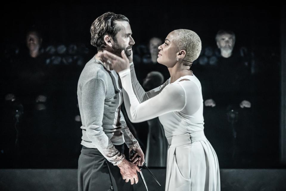 Cush Jumbo, right with David Tennant in Macbeth, says that audiences with headphones don't realise the actors can hear them farting (Marc Brenner)