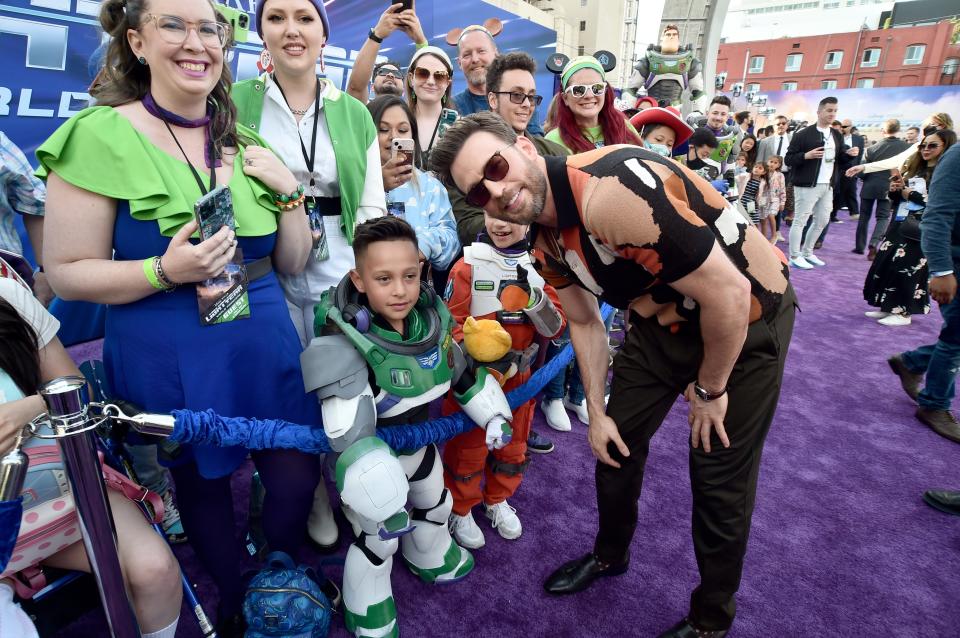 Chris Evans poses with fans during the World Premiere of Disney and Pixar's feature film "Lightyear" at El Capitan Theatre in Hollywood, California on June 08, 2022. The film opens in U.S. theaters on June 17, 2022. (Photo by