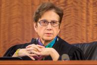 Judge Susan Garsh listened to testimony during former New England Patriots player Aaron Hernandez's murder trial at the Bristol County Superior Court in Fall River, Massachusetts, February 25, 2015. REUTERS/Aram Boghosian/Pool (UNITED STATES - Tags: CRIME LAW SPORT FOOTBALL)