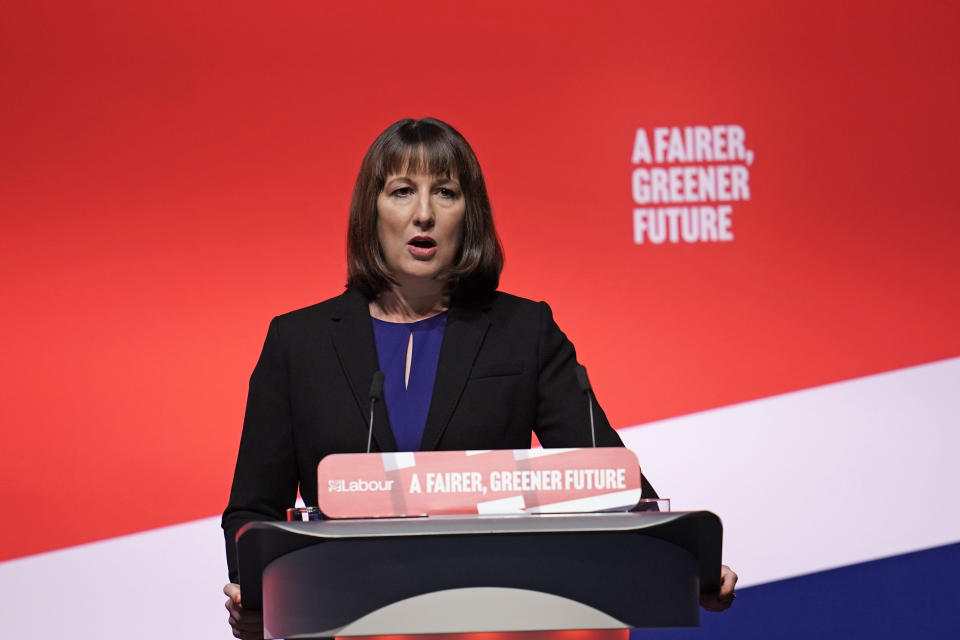 Rachel Reeves, shadow chancellor of the exchequer speaks on day two of the Labour Party Conference at the ACC on 26 September. Photo: Christopher Furlong/Getty 