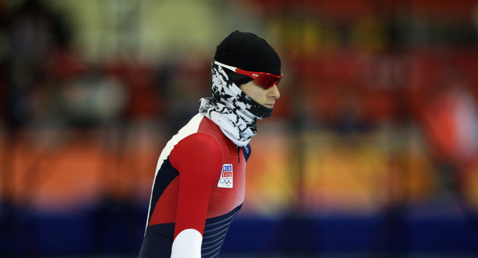 Martina Sablikova of the Czech Republic trains at the Adler Arena Skating Center during the 2014 Winter Olympics in Sochi, Russia, Thursday, Feb. 6, 2014. (AP Photo/Matt Dunham)