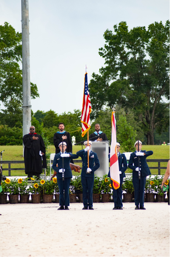 Dunnellon High School's JROTC Color Guard members present the nation's colors at the Dunnellon High School graduation.