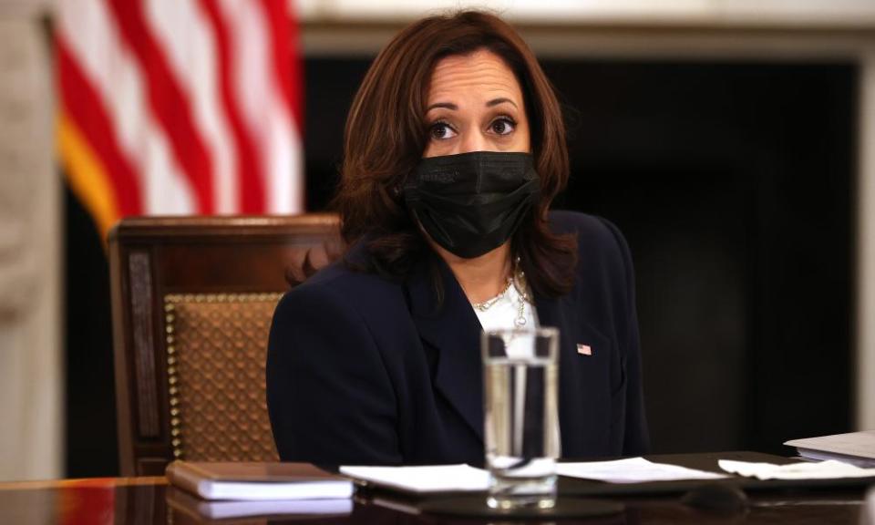 Kamala Harris at a White House meeting with immigration advisers