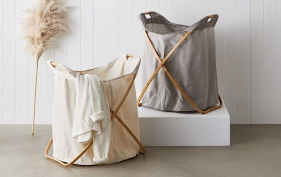 Adairs Anderson Linen Laundry Basket. Source: Adairs