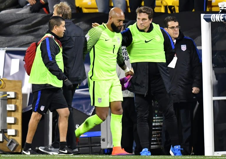 Colorado Rapids goalkeeper Tim Howard was injured while with the US team in a World Cup qualifying loss to Mexico