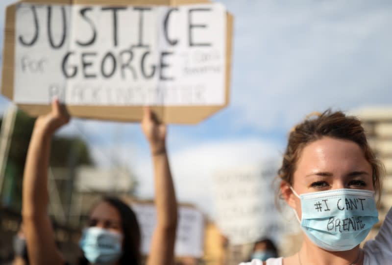 Protest against the death in Minneapolis police custody of George Floyd, in Barcelona