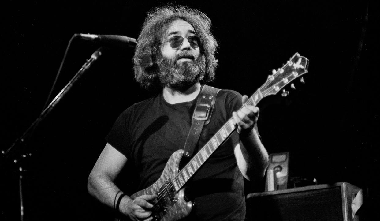  Jerry Garcia performs with the Grateful Dead at the Uptown Theater in Chicago, Illinois on February 11, 1978. 