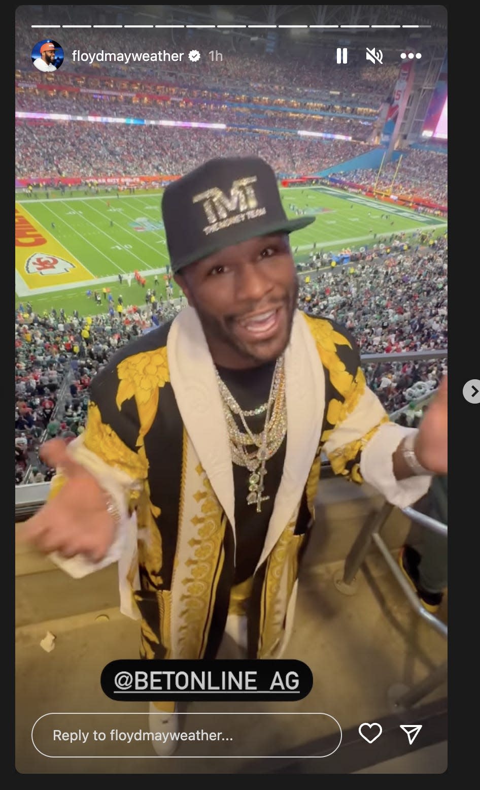 Floyd Mayweather attends Super Bowl LVII.