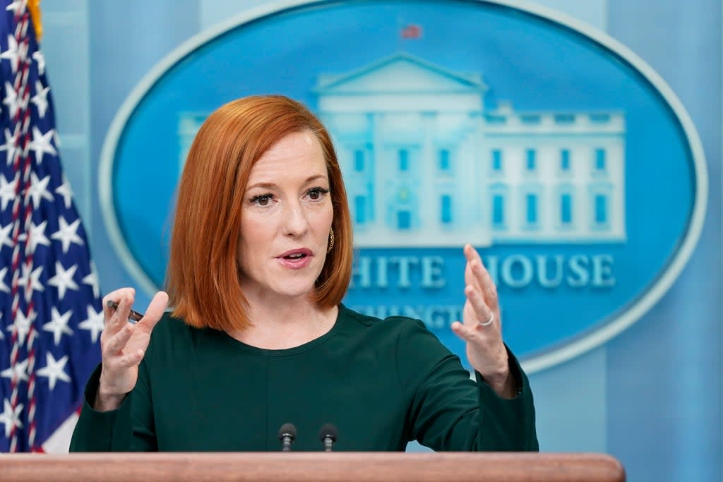 White House press secretary Jen Psaki said Russia appeared to have sanctioned Joe Biden Sr, the US president’s father  (Copyright 2022 The Associated Press. All rights reserved.)