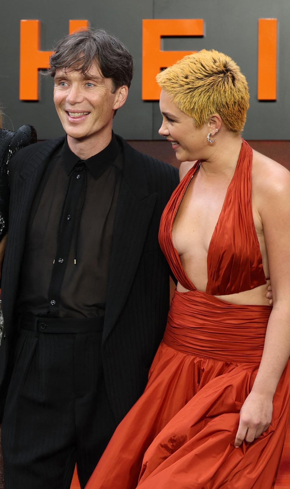 Cillian and Florence smiling on the red carpet