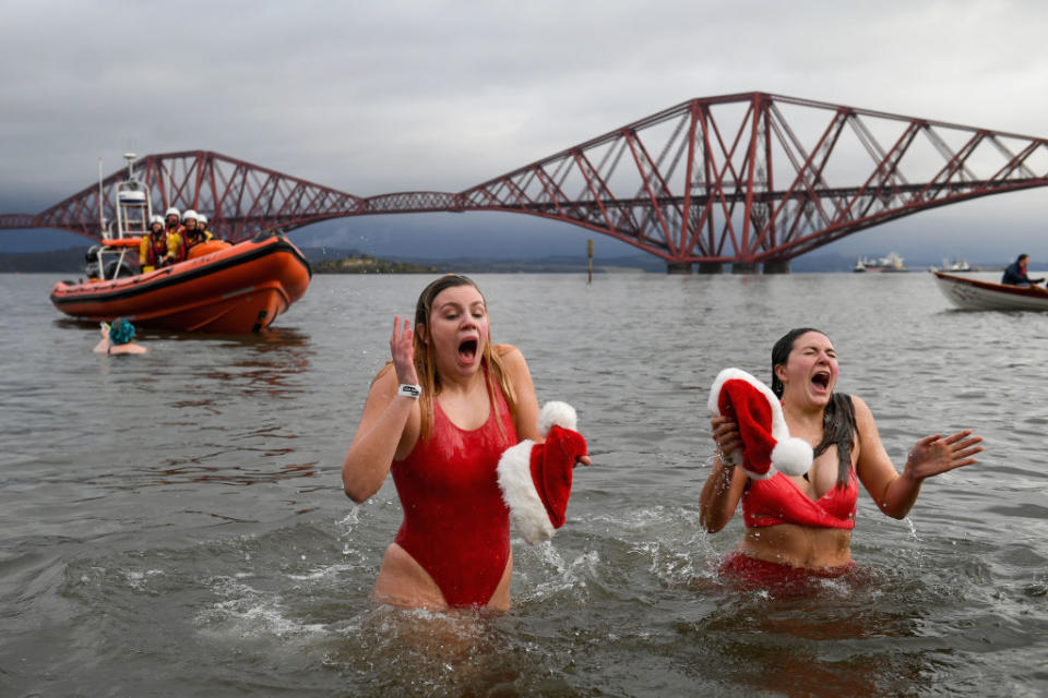 New Year’s Day Bathers Take Part In The Loony Dook Swim