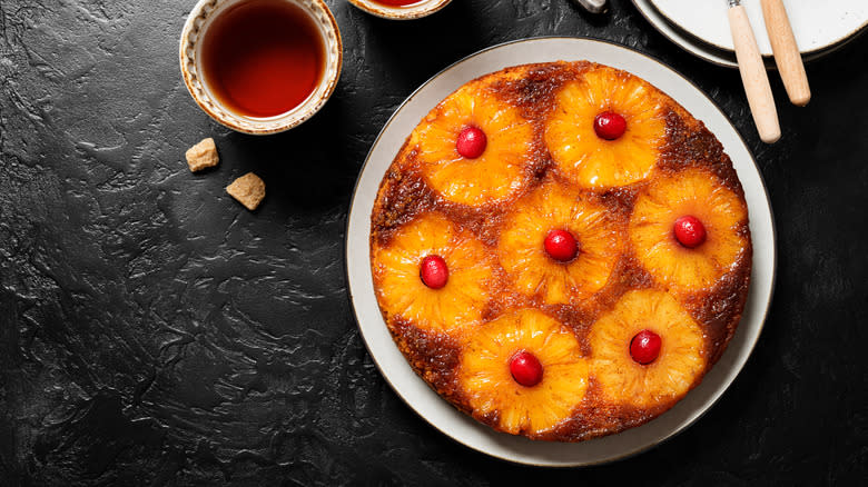 Cranberry pineapple upside-down pie