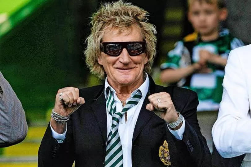 Sir Rod Stewart during a cinch Premiership match between Celtic and Rangers at Celtic Park.