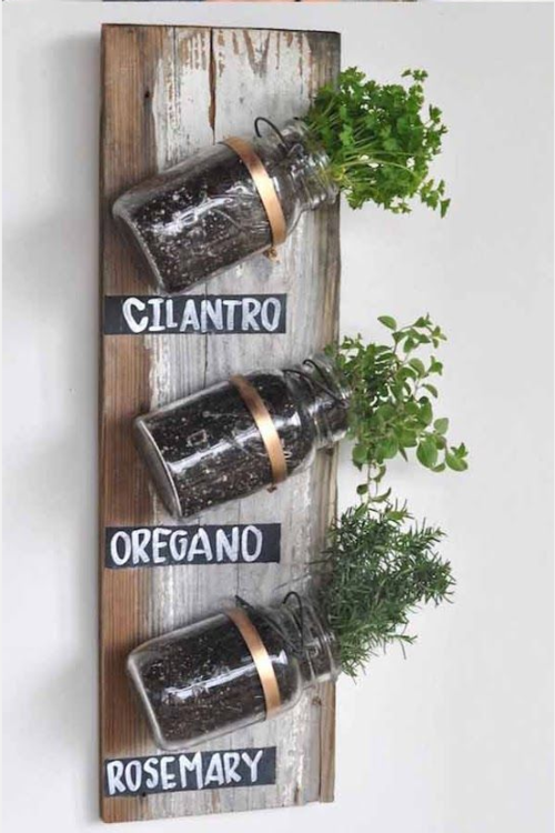 vertical mason jar garden