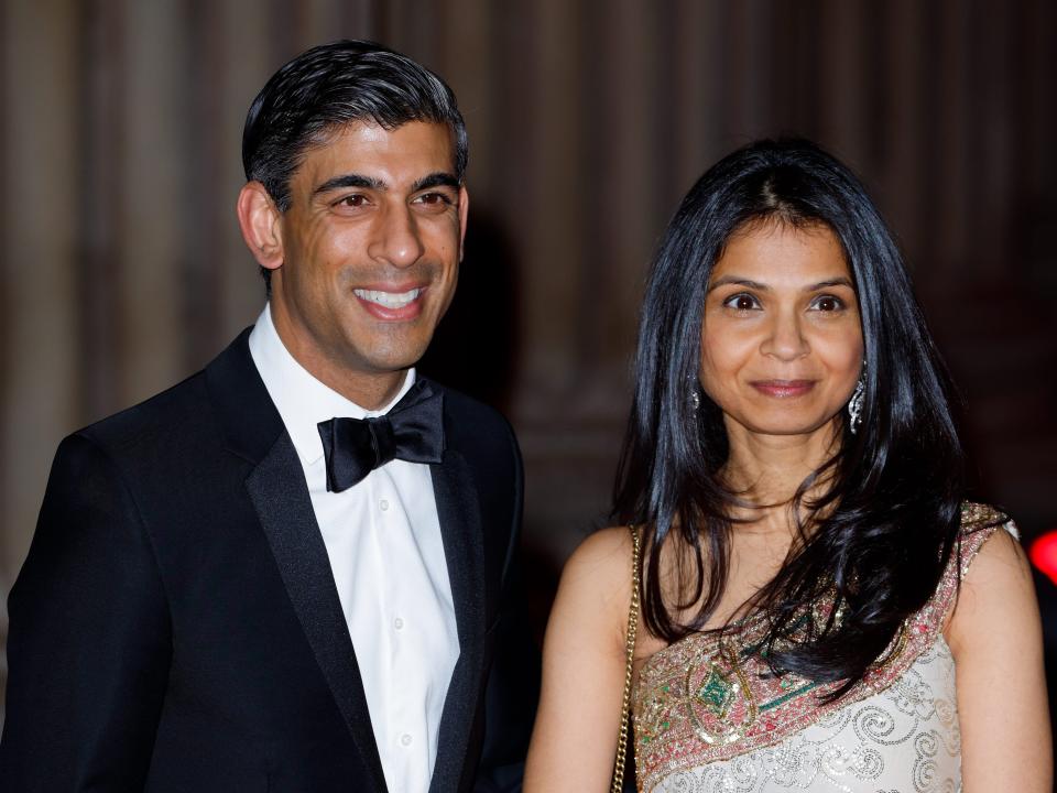 Rishi Sunak and his wife Akshata Murthy in February 2022